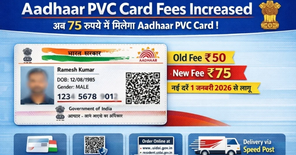 aadhaar on pvc card Fees Increased