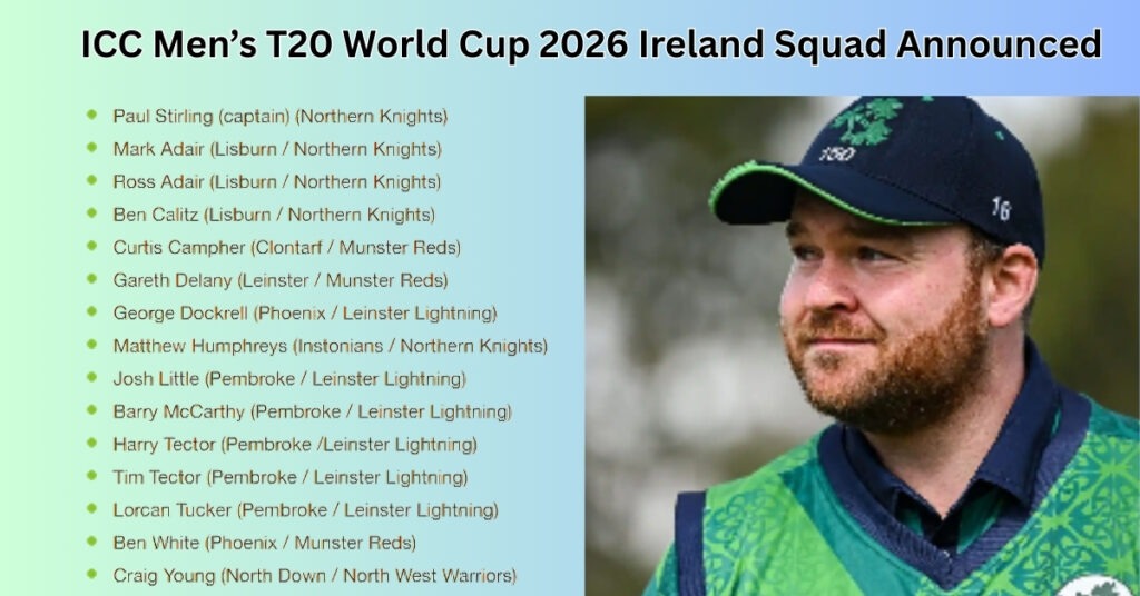 ICC Men’s T20 World Cup 2026 Ireland Squad Announced