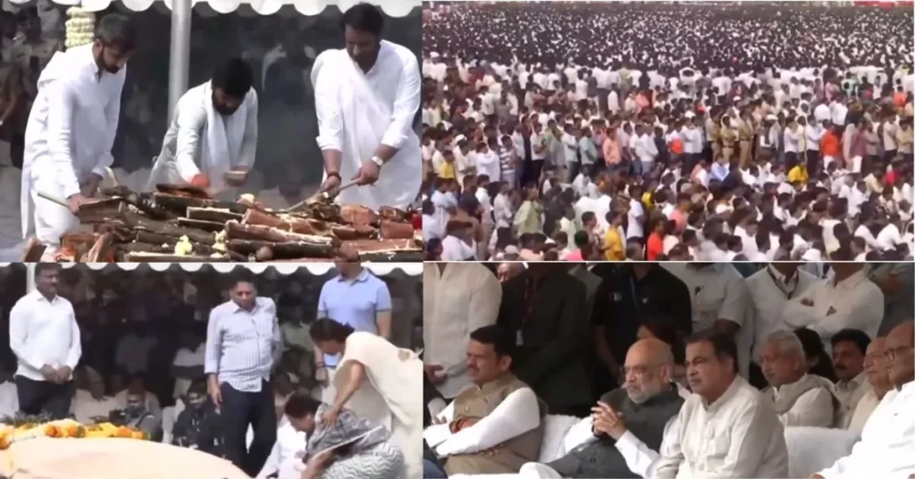 Ajit Pawar was cremated with full state honours.