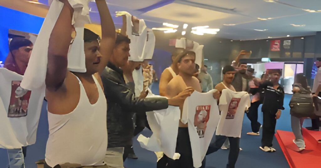 Shirtless protest by Indian Youth Congress workers